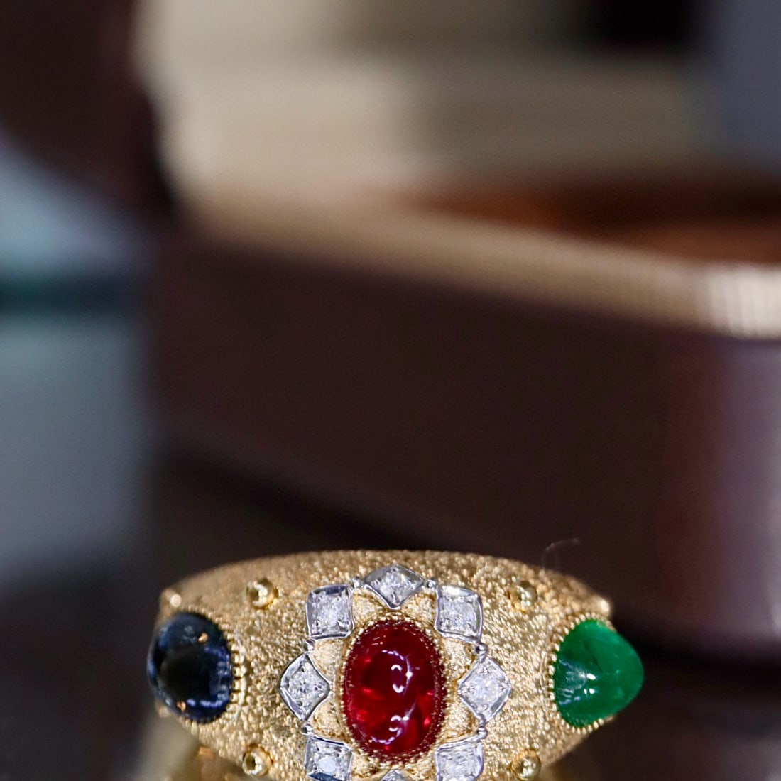 14k Gold 2.10 Ctw Natural Coloured Gemstone & Diamond Ring - 5