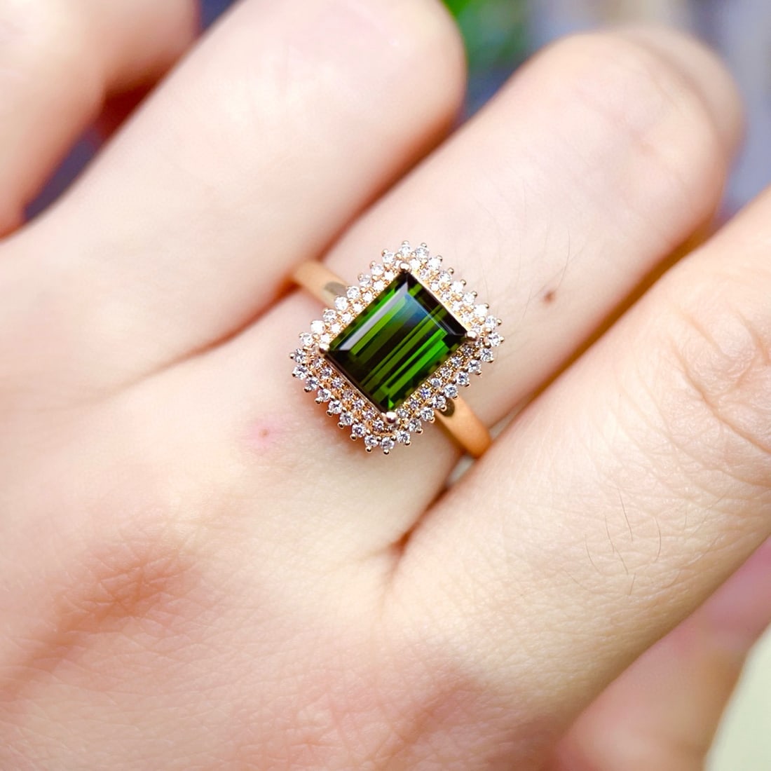 14k Gold 2.11 Ctw Natural Tourmaline & Diamond Ring - 6