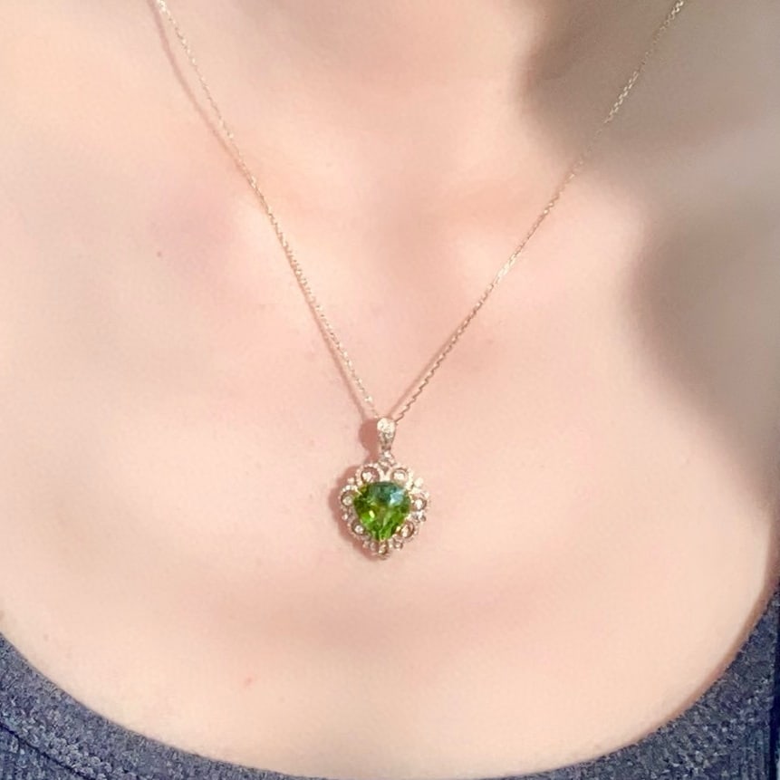 14k Gold 5.07 Ctw Natural Tourmaline & Diamond Pendant( Without Chain ) - 5