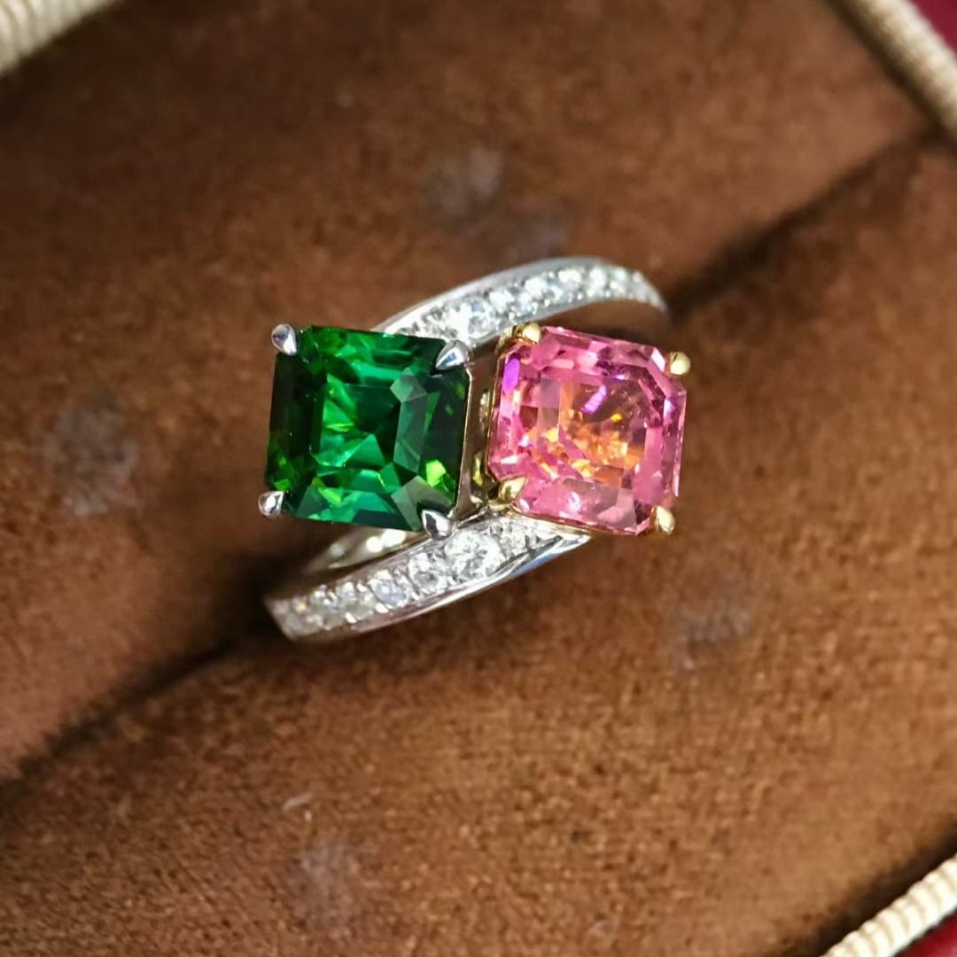 14k Gold 5.83 Ctw Natural Tourmaline & Diamond Ring - 4