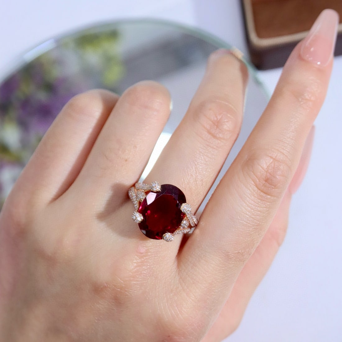 14k Gold 14.71 Ctw Natural Tourmaline & Diamond Ring - 8