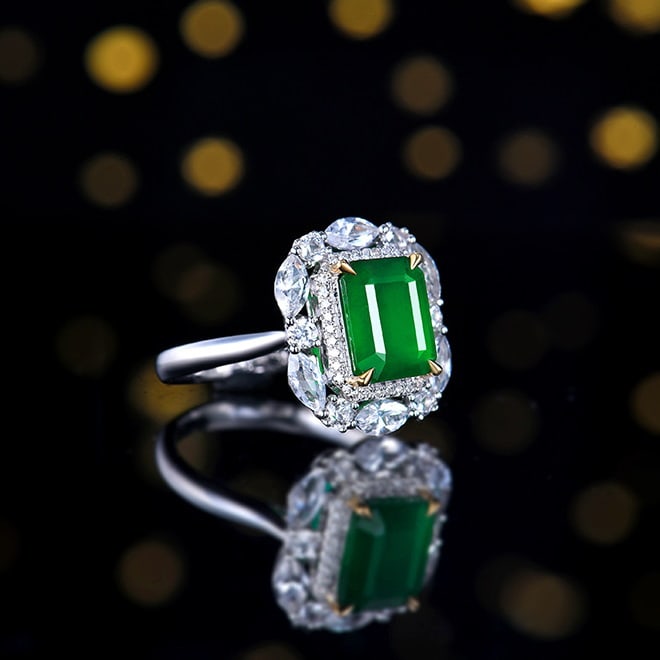 14k Gold 2.54 Ct Natural Emerald & Diamond & Sapphire Ring - 3