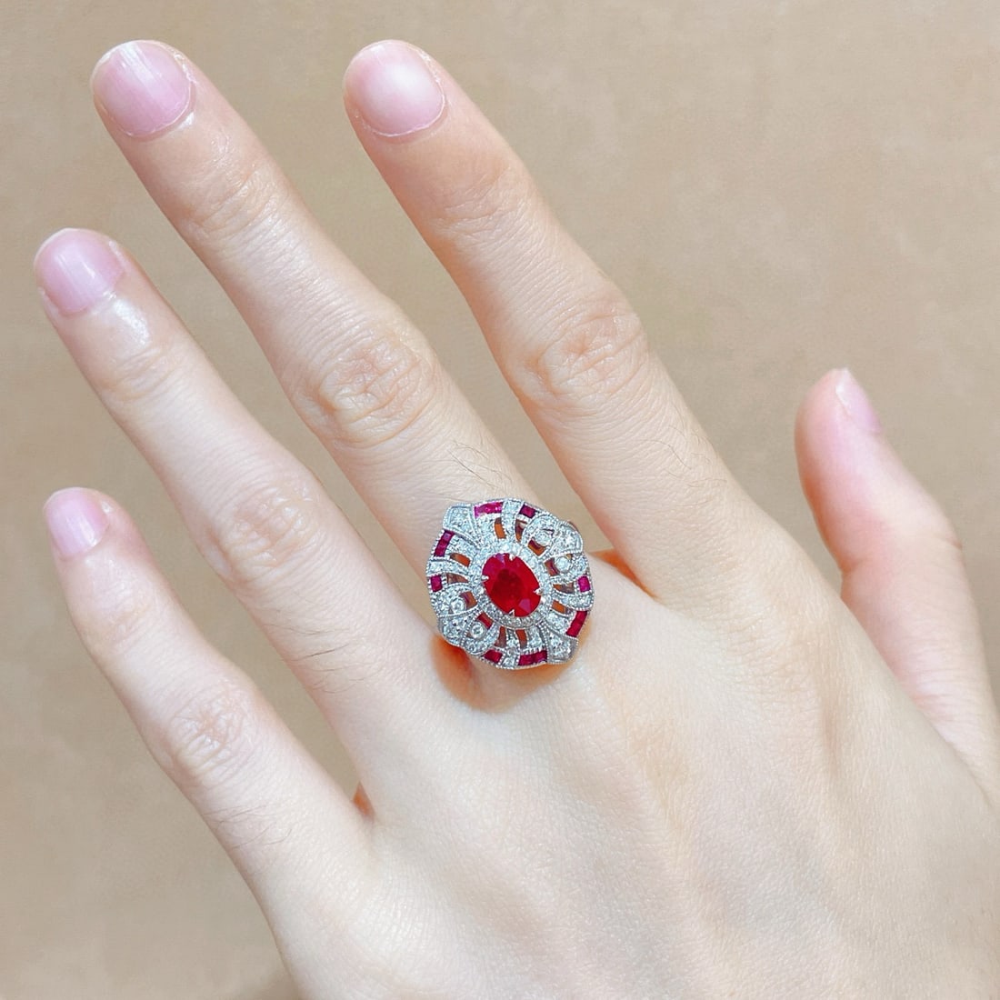 14k Gold 1.69 Ctw Vivid Red Natural Ruby & Diamond Ring - 6