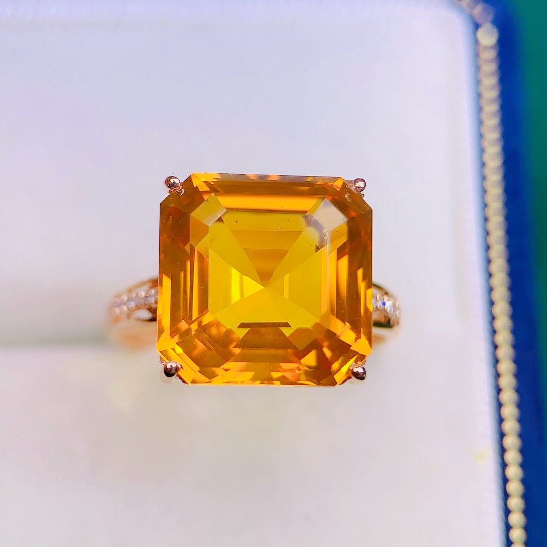 14k Gold 8.44 Ctw Natural Citrine & Diamond Ring - 2