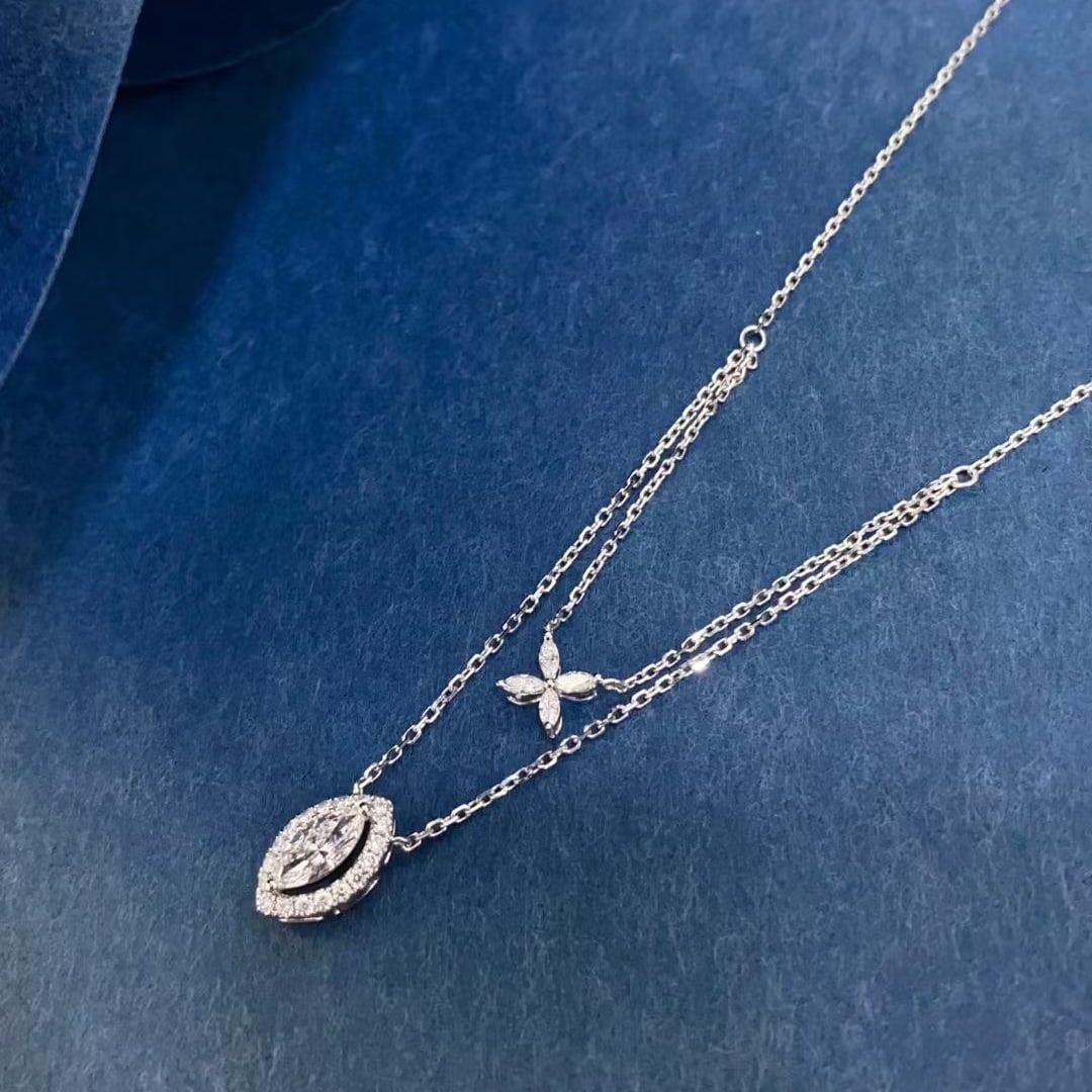 Gia Certified 14k Gold 0.54 Ctw Natural F Si1 Marquise Diamond Necklace - 6