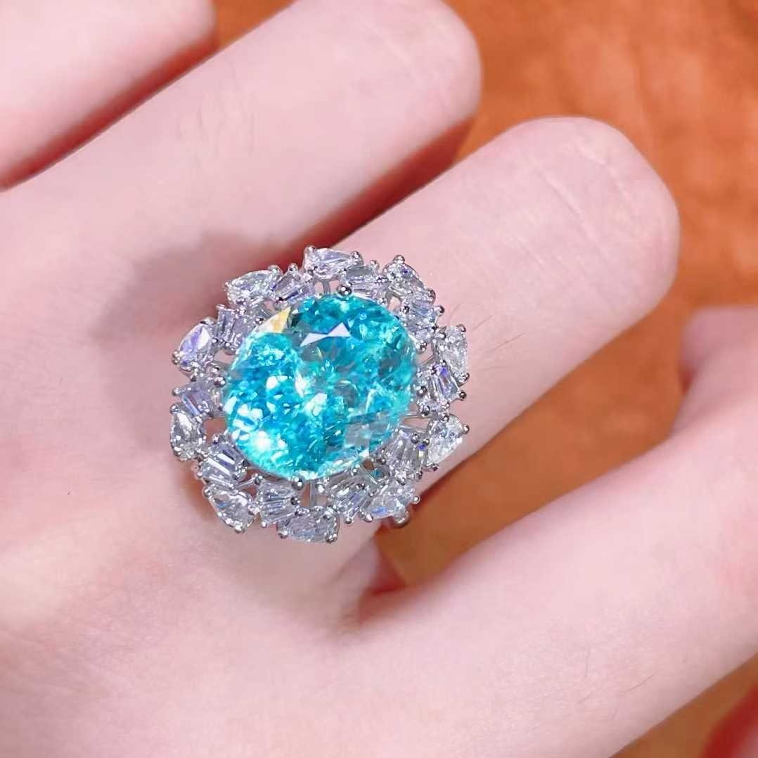 14k Gold 6.71 Ctw Natural Paraiba Tourmaline & Diamond Ring/pendant( Without Chain ) - 5
