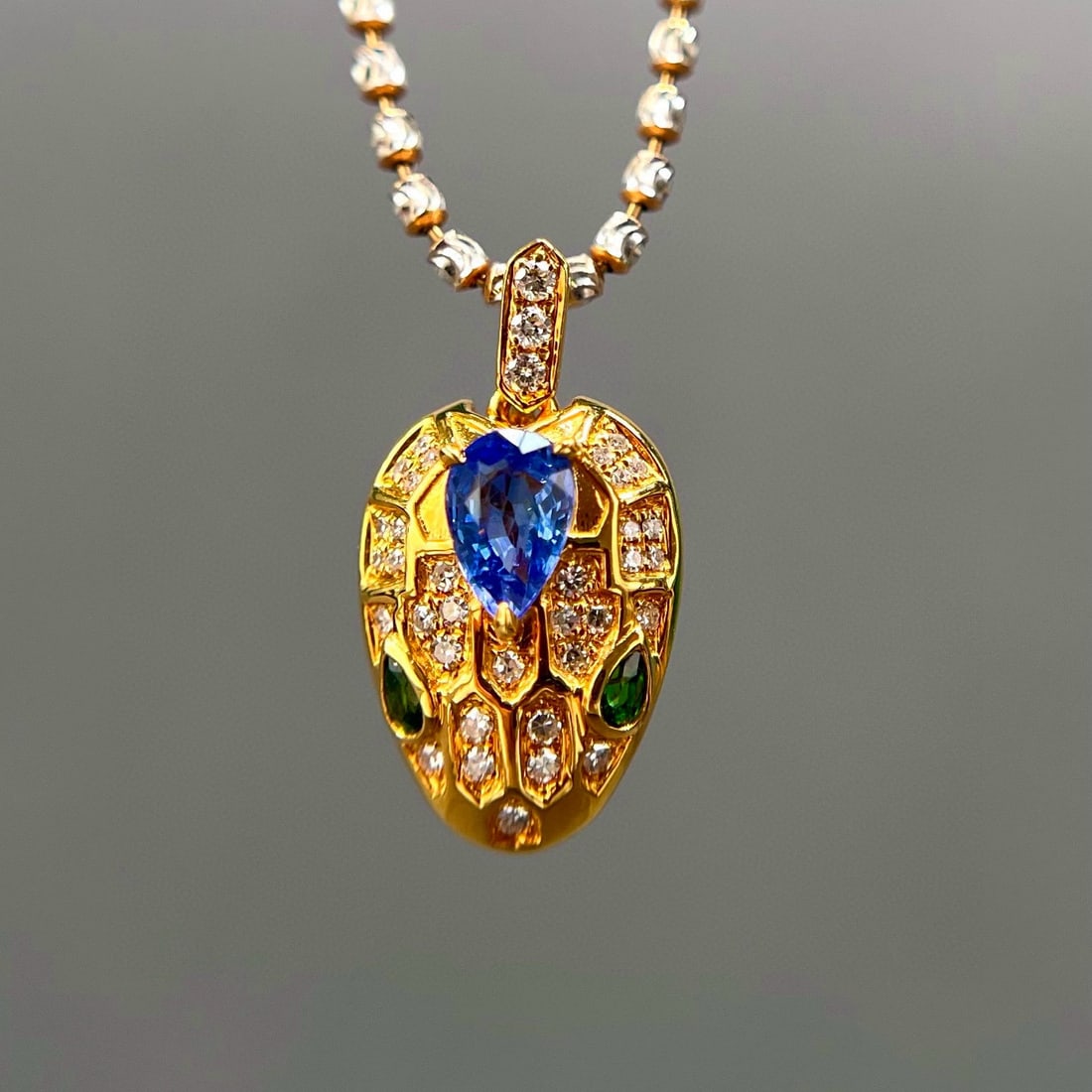 14k Gold 0.65 Ctw Natural Sapphire & Diamond Pendant( Without Chain ) - 3