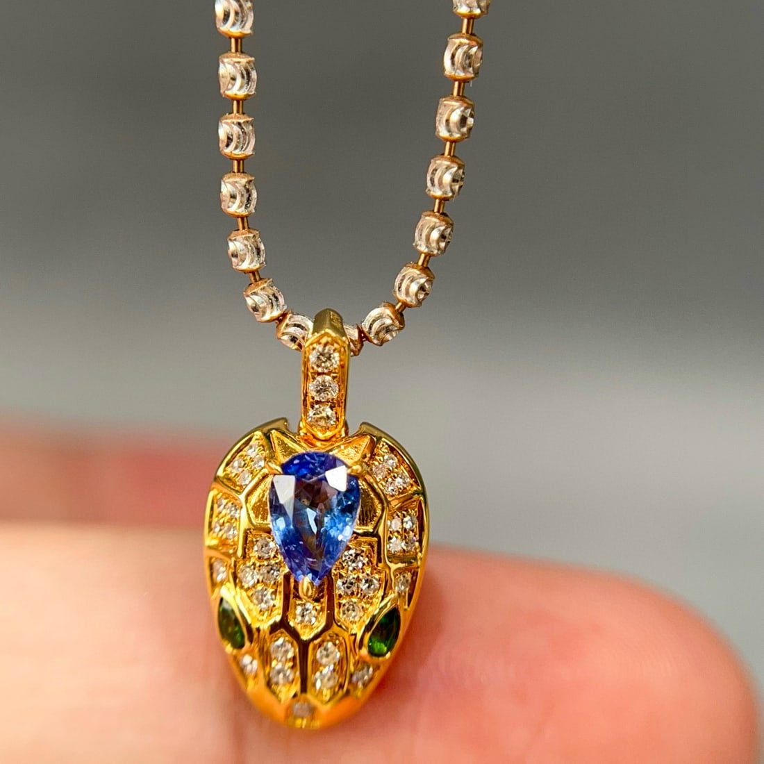 14k Gold 0.65 Ctw Natural Sapphire & Diamond Pendant( Without Chain ) - 4