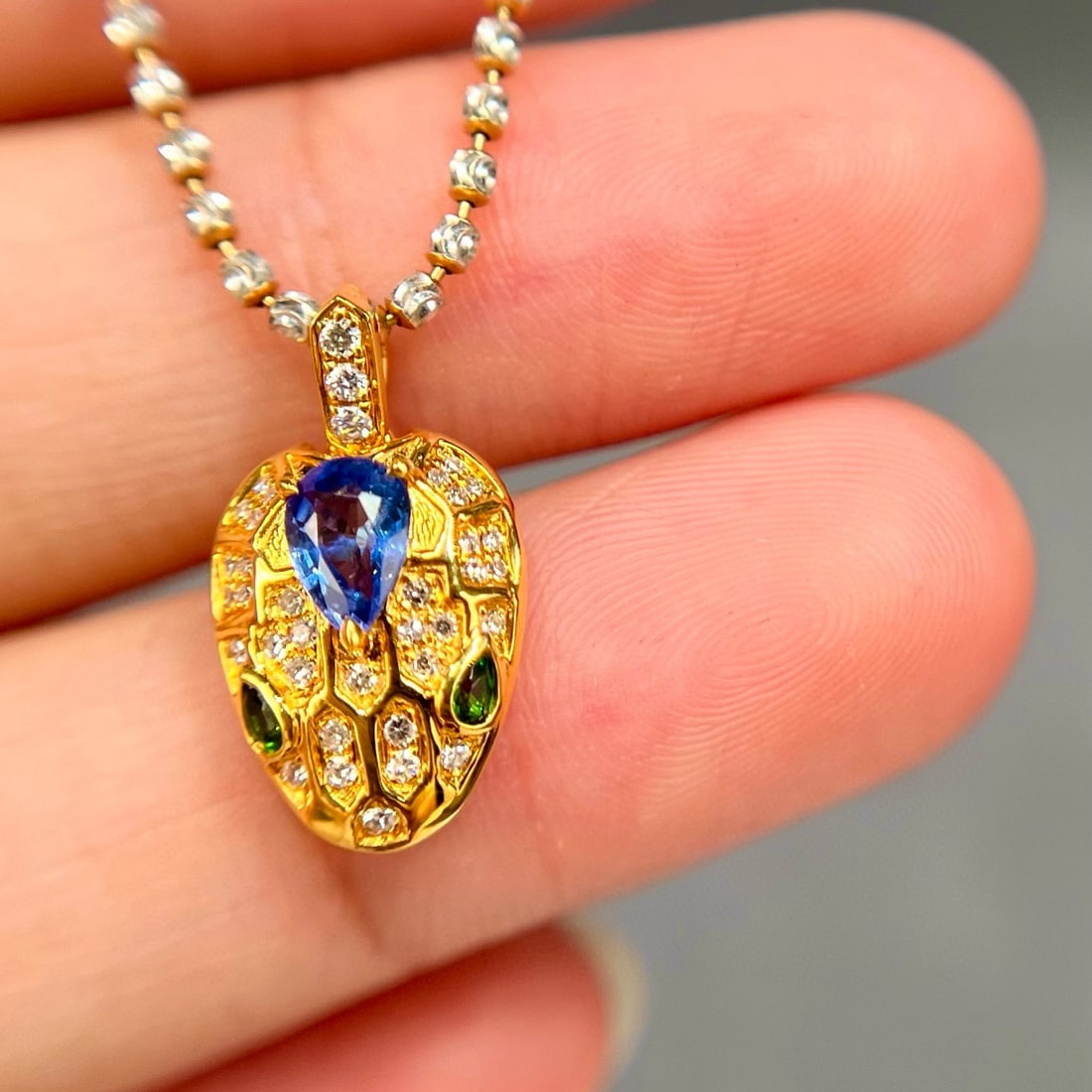 14k Gold 0.65 Ctw Natural Sapphire & Diamond Pendant( Without Chain ) - 5