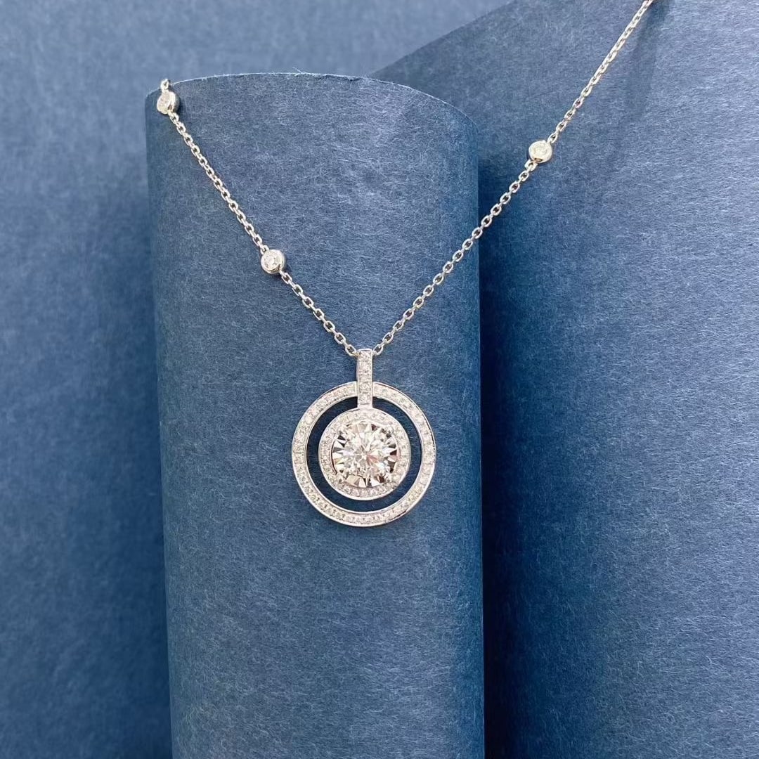 Gia Certified 14k Gold 1.19 Ctw Natural D Si1 Round Diamond Necklace - 5