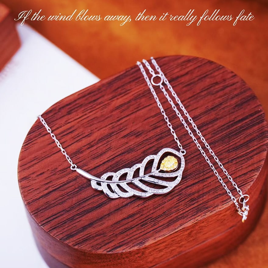 14k Gold 0.55 Ct Natural Yellow Diamond & Diamond Necklace - 5