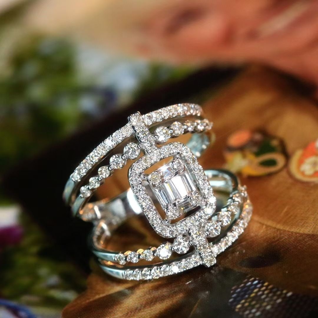 14k Gold 0.85 Ct Natural H Diamond Ring: Ref:231045196 // gold content:14k gold // ring size:7. 25us // // main gemstone:diamond // shape:multiply // carat weight:0. 85ct // clarity grade:vs-si // color:h // treatment:natural // High