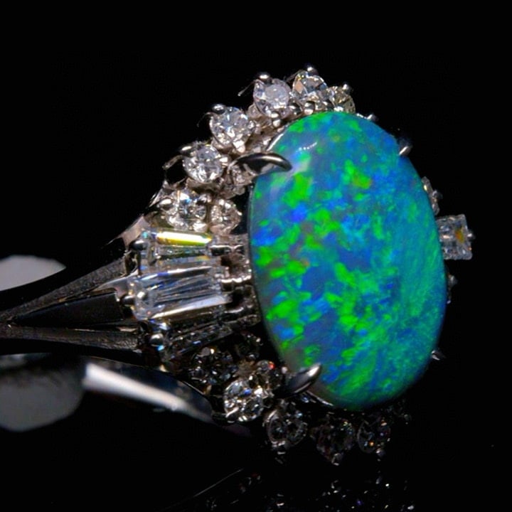 14k Gold 2.74 Ctw Natural Opal & Diamond Ring - 2