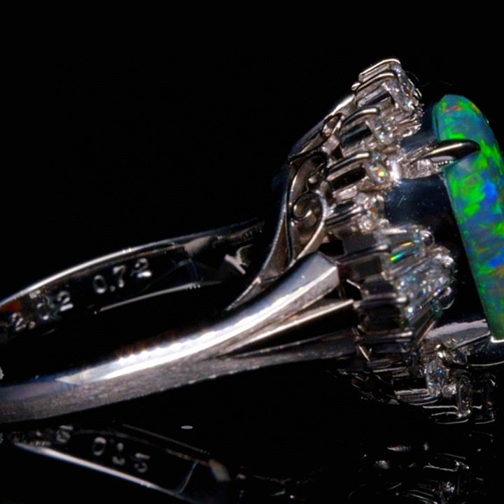 14k Gold 2.74 Ctw Natural Opal & Diamond Ring - 3