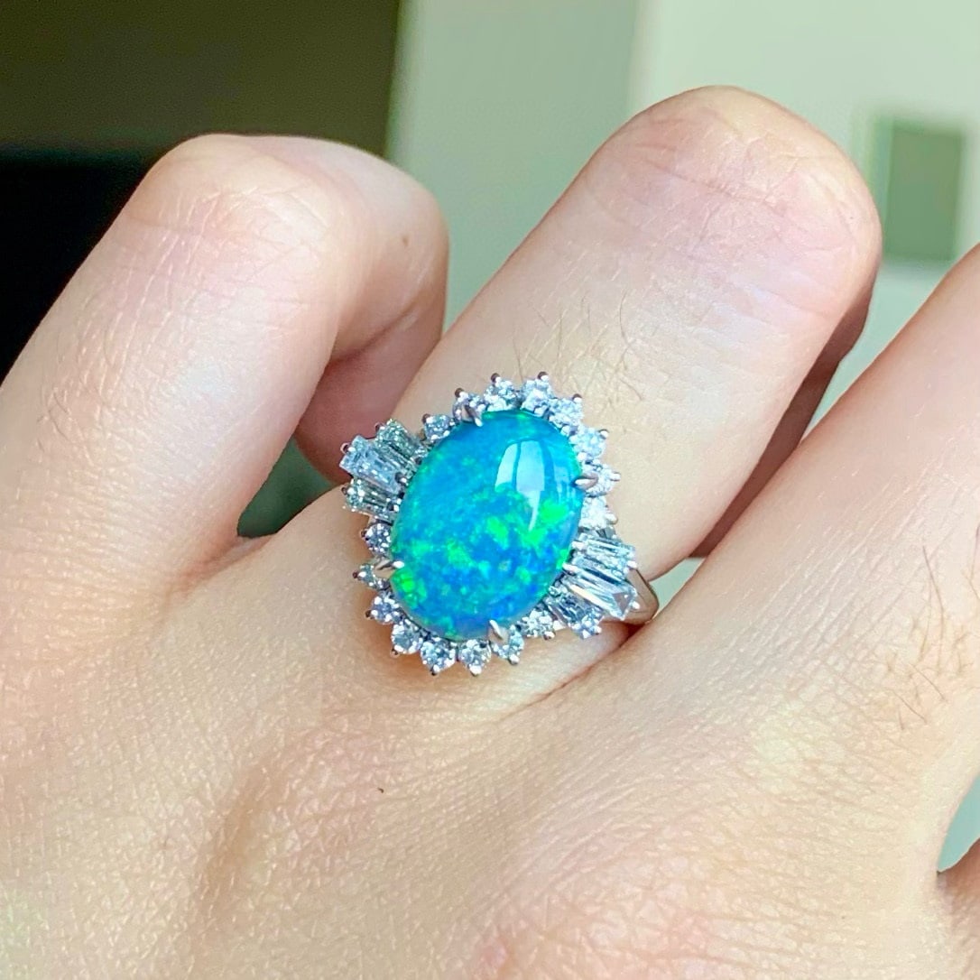 14k Gold 2.74 Ctw Natural Opal & Diamond Ring - 5