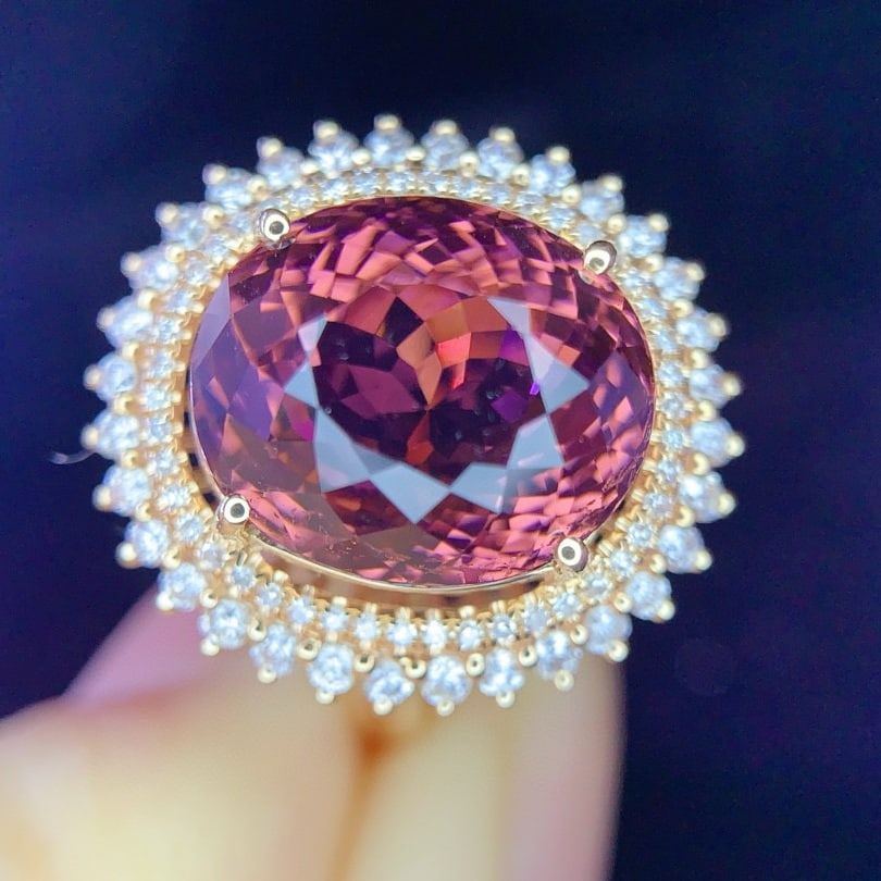 14k Gold 7.50 Ct Natural Tourmaline & Diamond Ring - 5