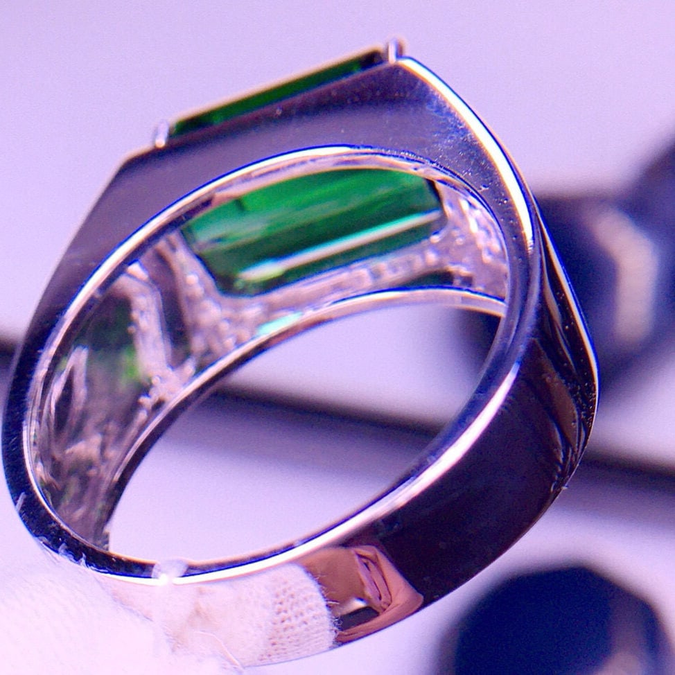 14k Gold 8.65 Ct Natural Tourmaline & Diamond & Men¡¯s Ring - 5