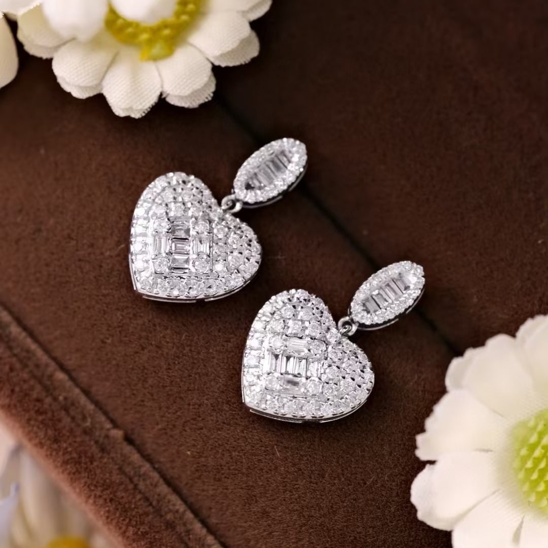 14k Gold 0.9 Ct Natural H Diamond Earrings - 2