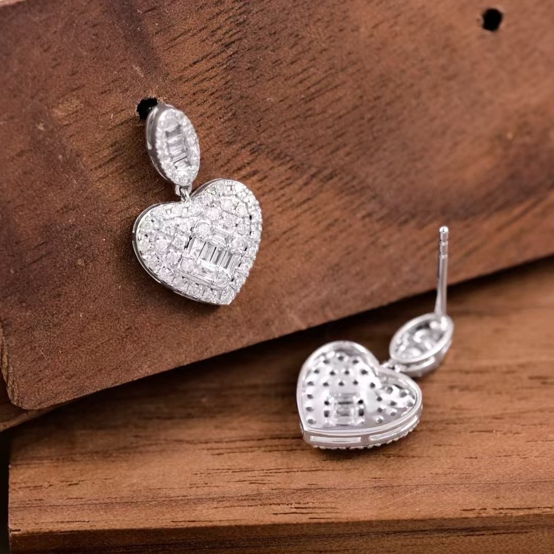 14k Gold 0.9 Ct Natural H Diamond Earrings - 3