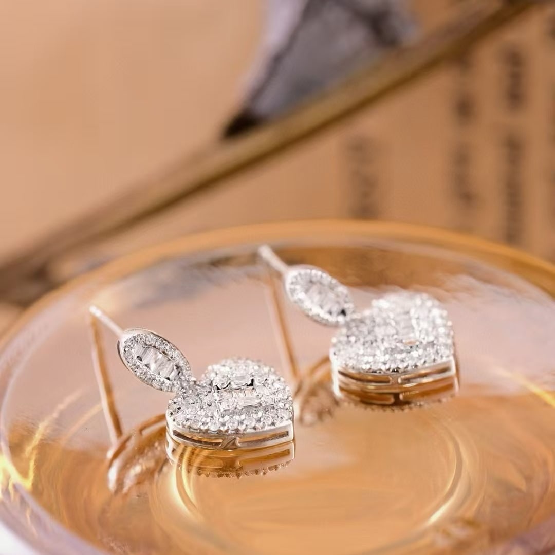 14k Gold 0.9 Ct Natural H Diamond Earrings - 4