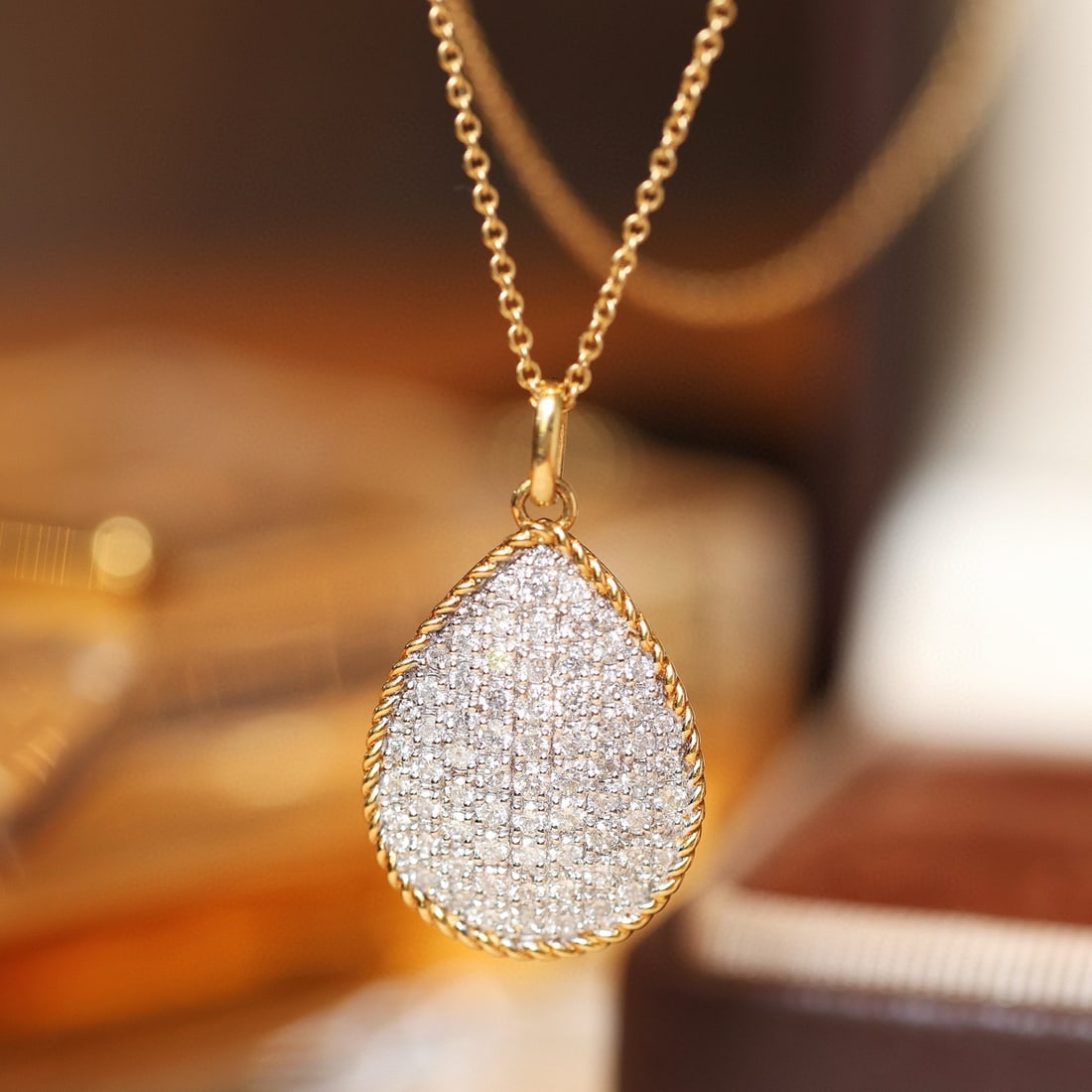 14k Gold 0.9 Ct Natural H Diamond Necklace - 3