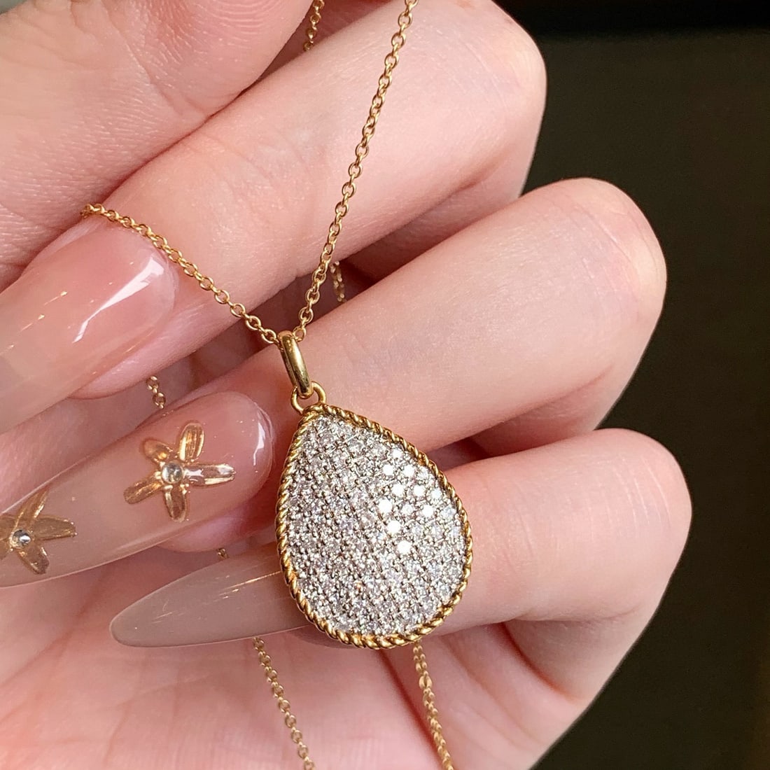 14k Gold 0.9 Ct Natural H Diamond Necklace - 6