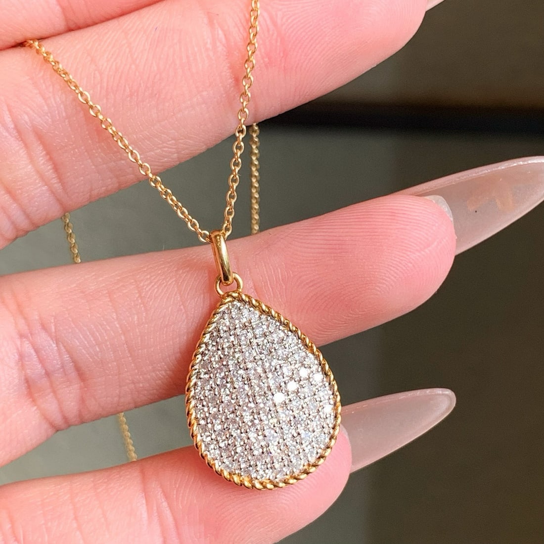 14k Gold 0.9 Ct Natural H Diamond Necklace - 7