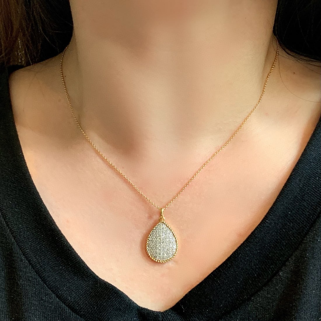 14k Gold 0.9 Ct Natural H Diamond Necklace - 8