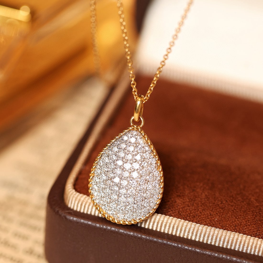 14k Gold 0.9 Ct Natural H Diamond Necklace - 9