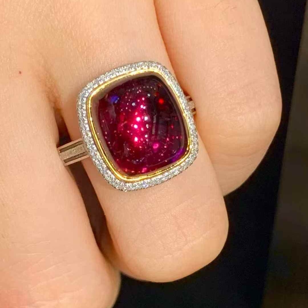 14k Gold 7.8 Ct Natural Tourmaline & Diamond Ring - 3