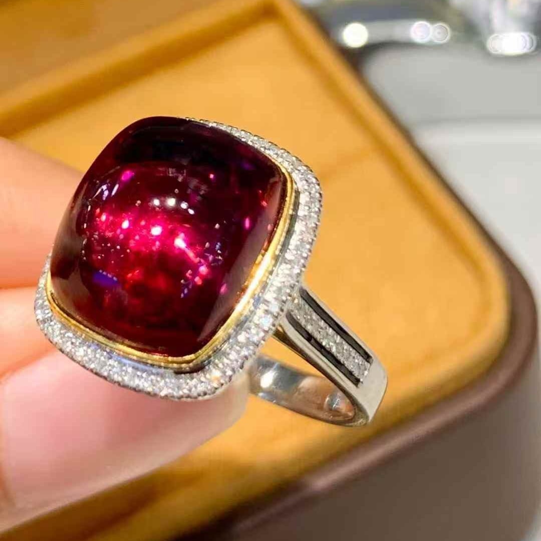 14k Gold 7.8 Ct Natural Tourmaline & Diamond Ring - 6