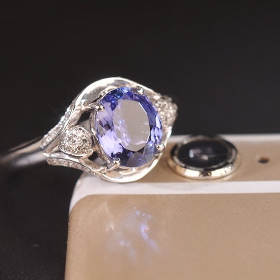 14k Gold 1.4 Ct Natural Tanzanite & Diamond Ring - 5