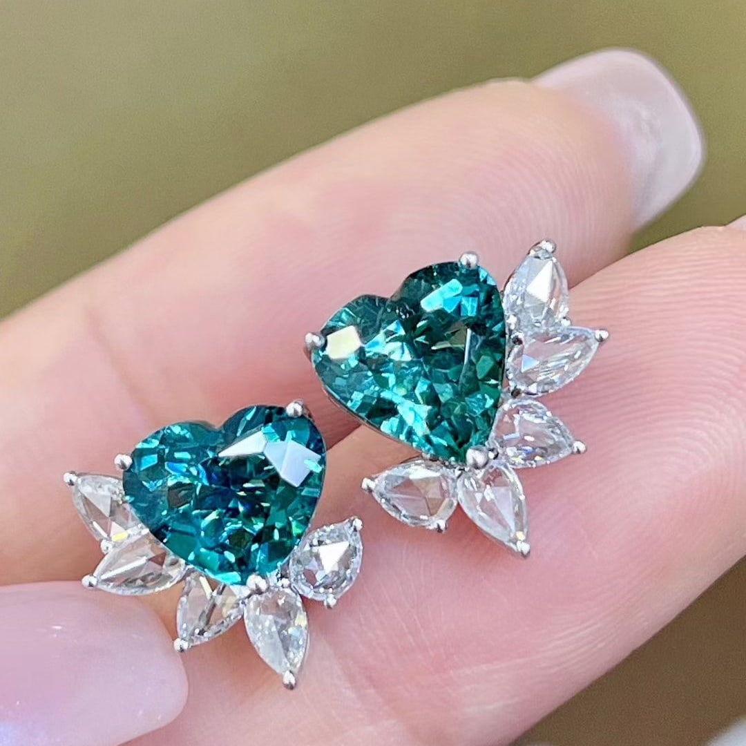 14k Gold 3.7 Ctw Natural Tourmaline & Diamond Earrings - 3