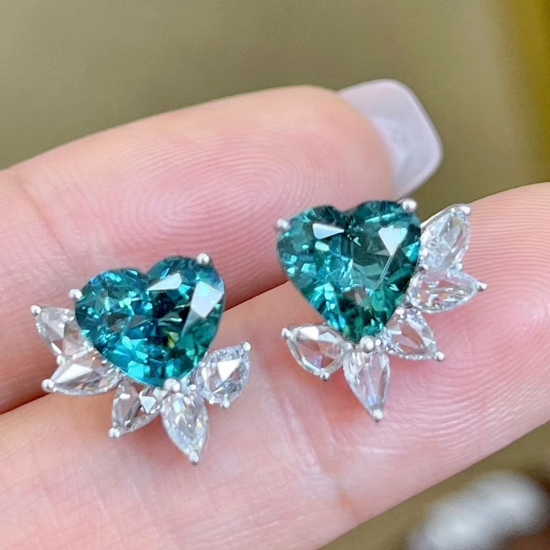 14k Gold 3.7 Ctw Natural Tourmaline & Diamond Earrings - 5