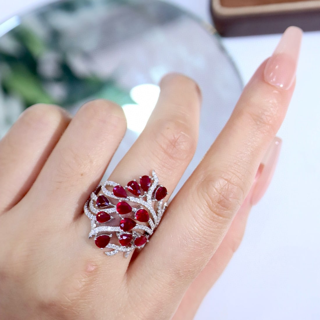14k Gold 4.35 Ctw Natural Ruby & Diamond Ring - 4