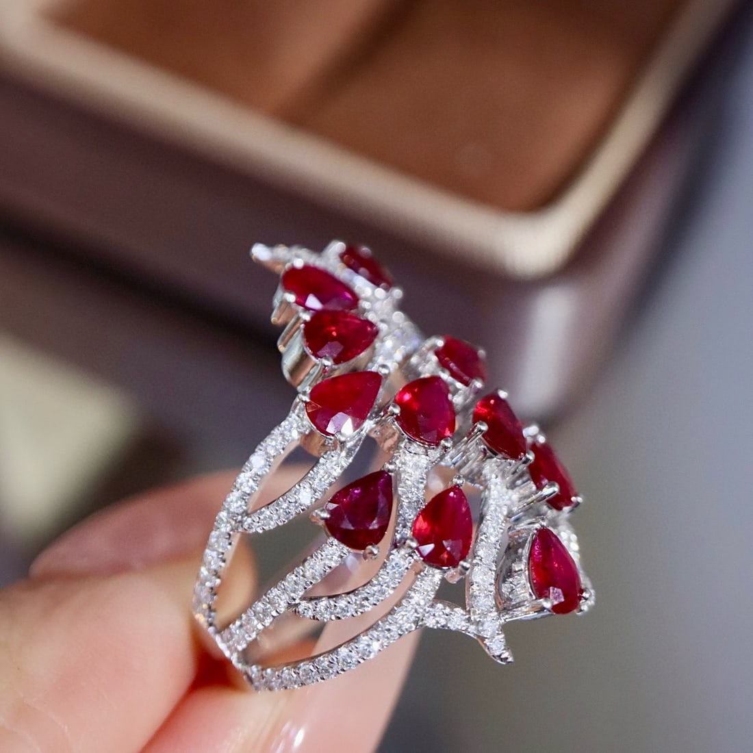 14k Gold 4.35 Ctw Natural Ruby & Diamond Ring - 7