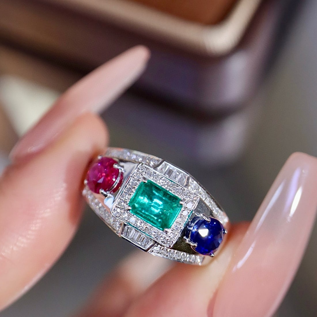 14k Gold 1.67 Ctw Natural Coloured Gemstone & Diamond Ring: Ref:231045260 // gold content:14k gold // ring size:7. 25us // // main gemstone:coloured gemstone // shape:multiply // carat weight:1. 5ct // color:color // treatment:natural // // adjacent gemstone