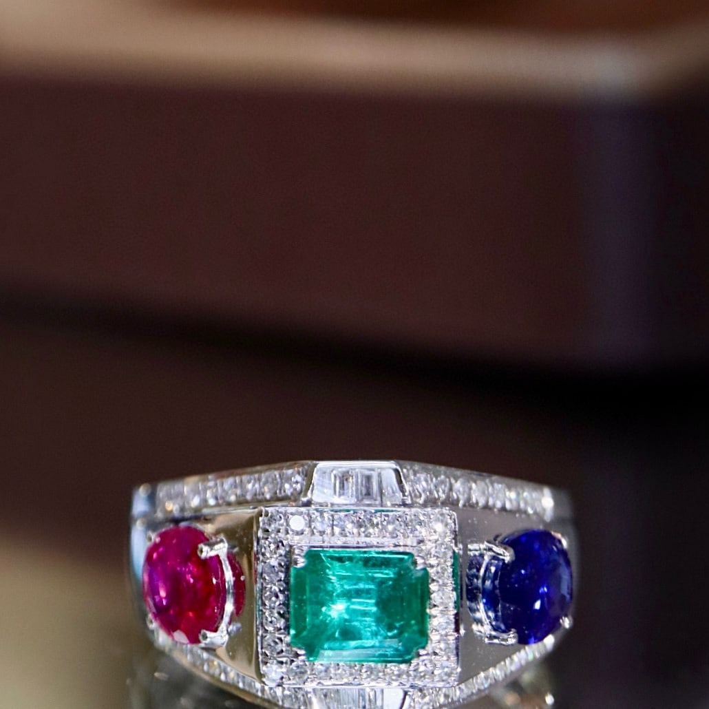 14k Gold 1.67 Ctw Natural Coloured Gemstone & Diamond Ring - 4