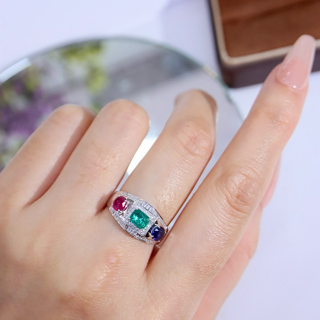 14k Gold 1.67 Ctw Natural Coloured Gemstone & Diamond Ring - 6
