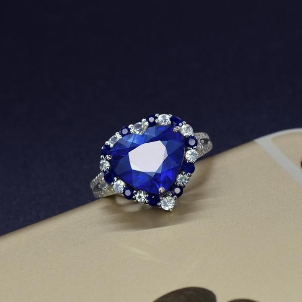 14k Gold 3.78 Ctw Natural Sapphire & Diamond Ring - 3