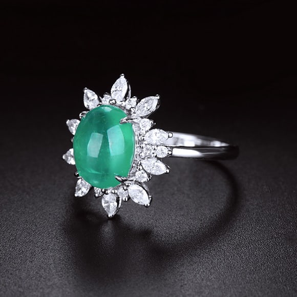 14k Gold 3.15 Ctw Natural Emerald & Diamond Ring - 3