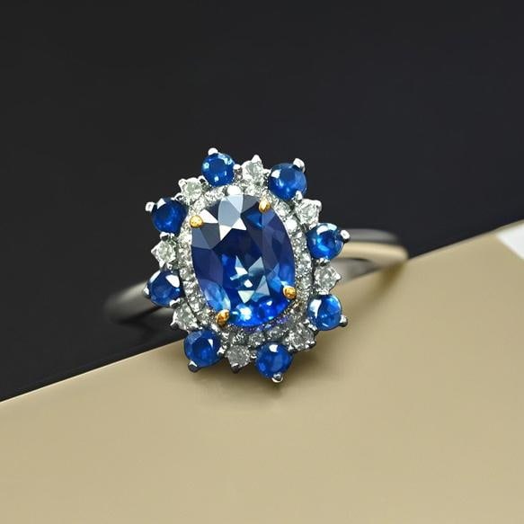 14k Gold 1.23 Ctw Natural Sapphire & Diamond Ring - 3