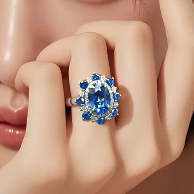 14k Gold 1.23 Ctw Natural Sapphire & Diamond Ring - 4