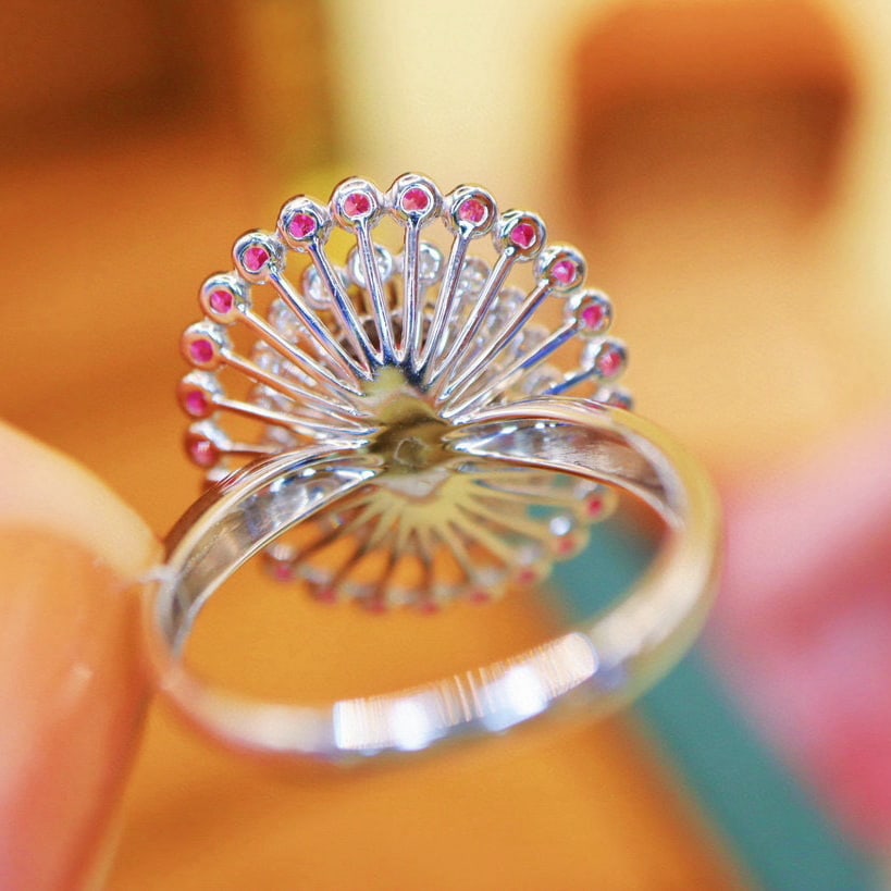 14k Gold 1.47 Ctw Natural Padparadscha Sapphire & Sapphire Ring - 4
