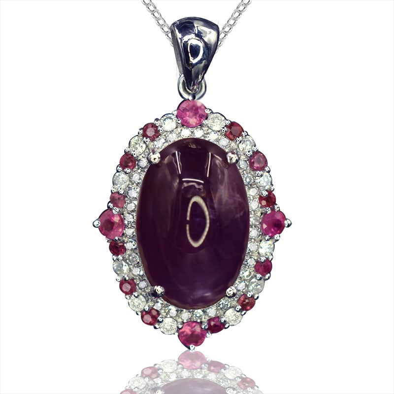 14k Gold 6.65 Ctw Natural Sapphire & Diamond Pendant( Without Chain ) - 4