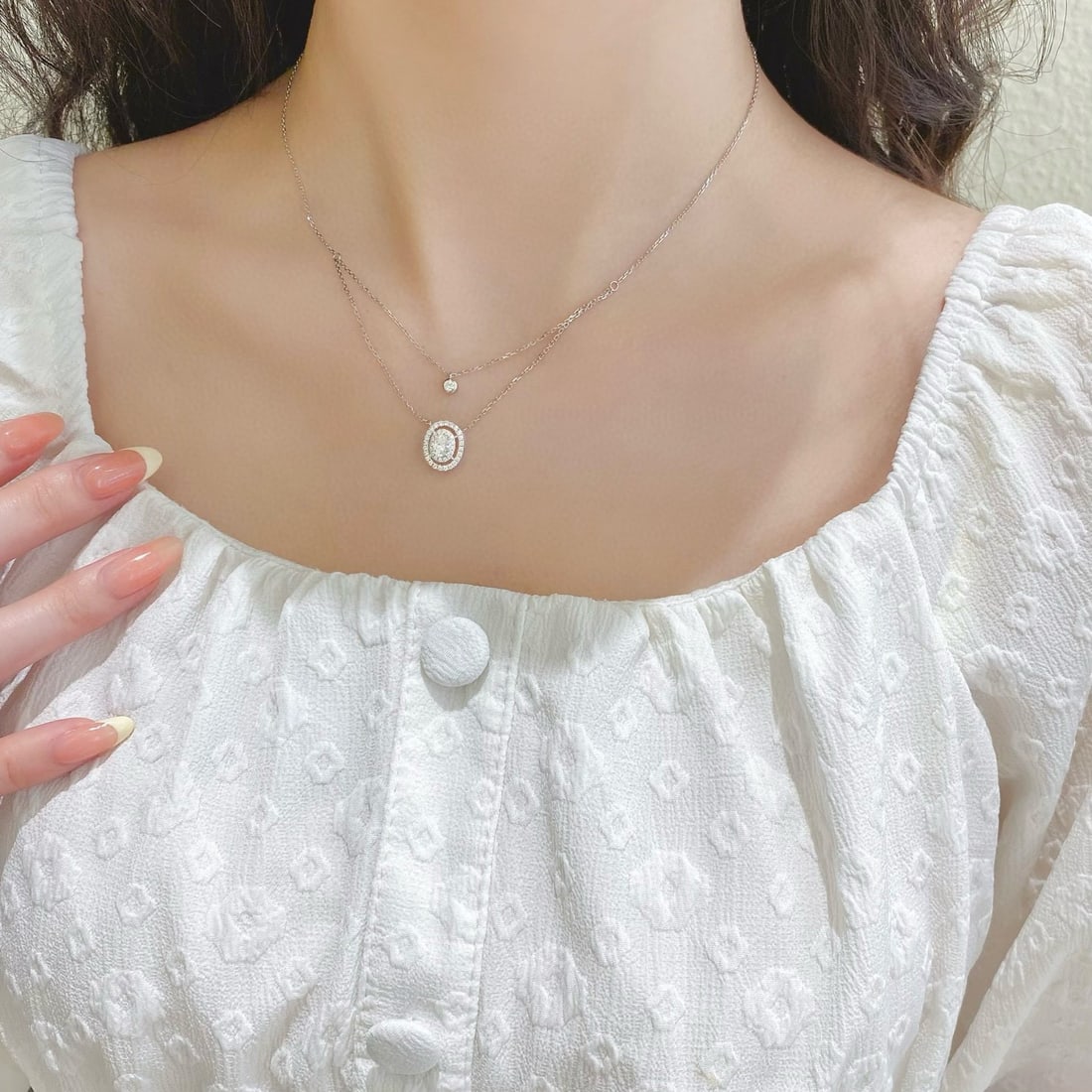 Gia Certified 14k Gold 0.54 Ctw Natural F Vs2 Oval Diamond Necklace - 2