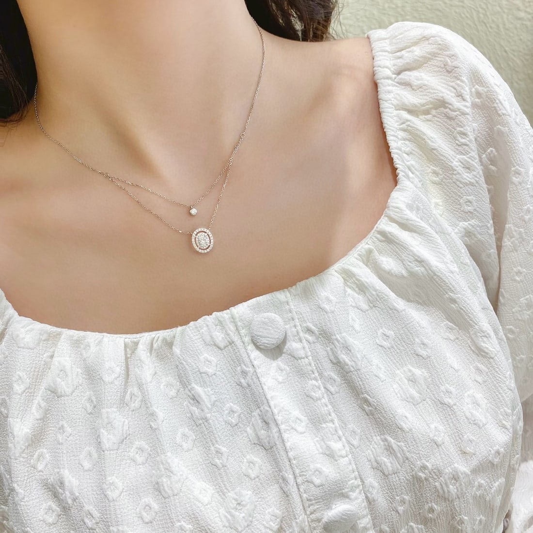 Gia Certified 14k Gold 0.54 Ctw Natural F Vs2 Oval Diamond Necklace - 3