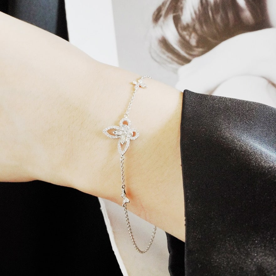 14k Gold 0.47 Ct Natural H Diamond & Butterfly Bracelet - 3