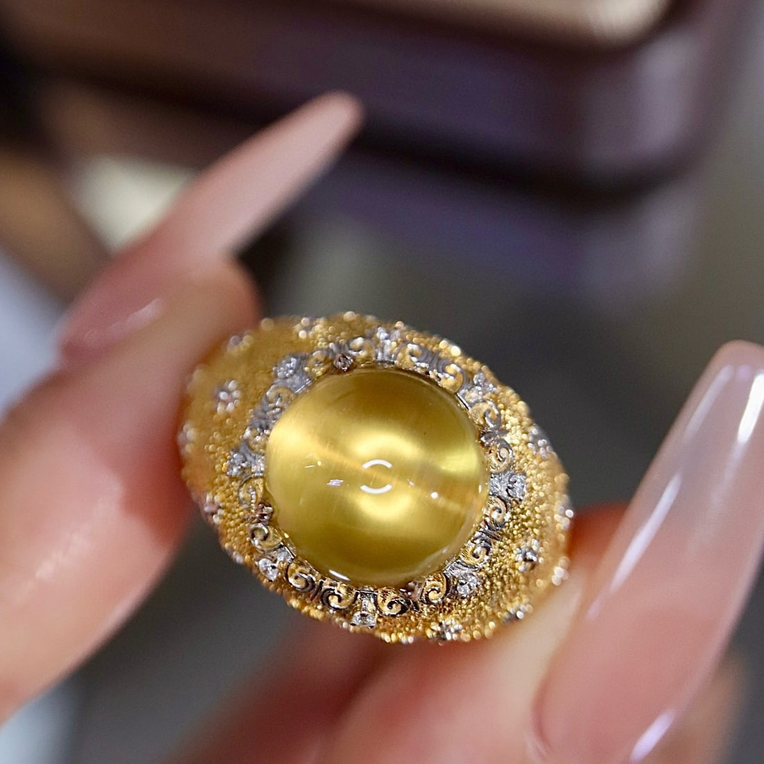 14k Gold 5.21 Ctw Natural Beryl & Diamond Ring - 5