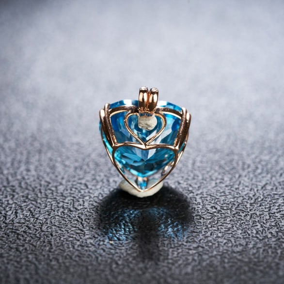 14k Gold 21.36 Ct Natural Topaz & Diamond Pendant( Without Chain ) - 5